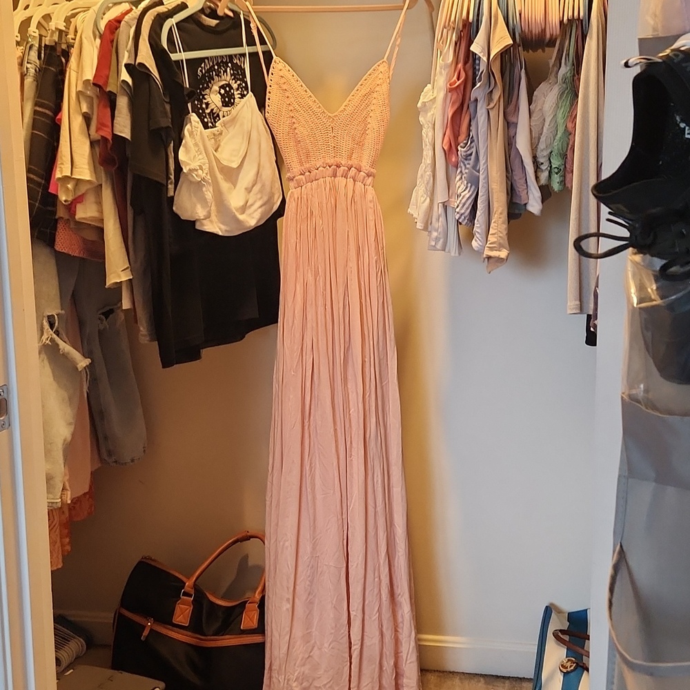Long pink summer dress